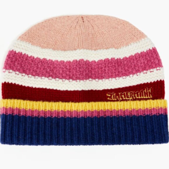 ZIMMERMANN Ribbed striped merino wool and cottonbblend beanie main image 4
